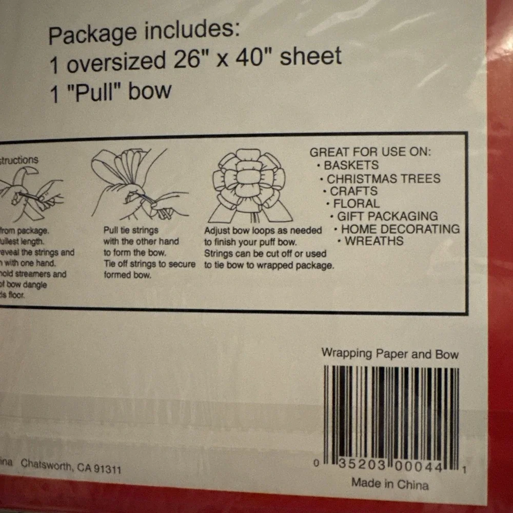 Set Of 3 VTG Christmas HOLIDAY GIFT Wrapping Paper‎ & Pull Bow GRANDPA Stravina